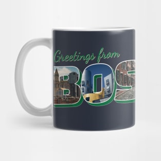 Greetings from Boston in Massachusetts Vintage style retro souvenir Mug